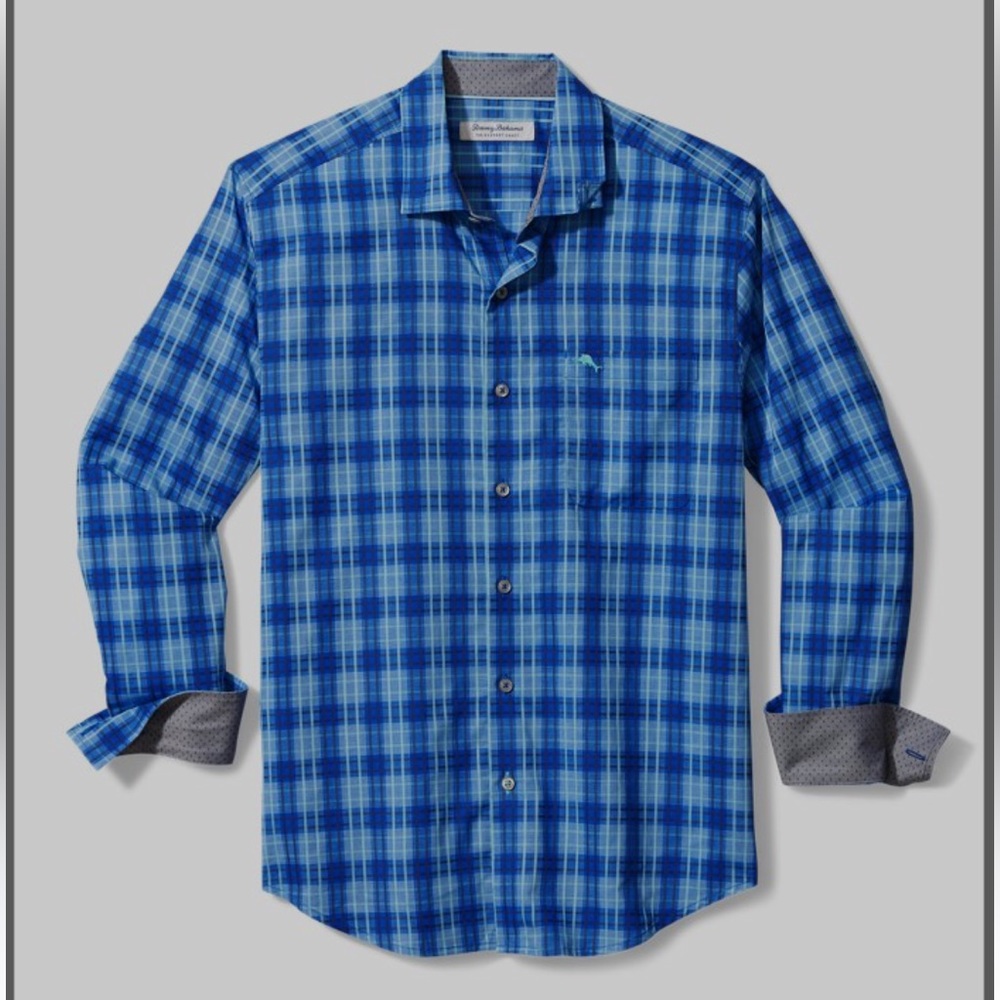 New with tag Tommy Bahama Newport Coast Sand Check Mens shirt